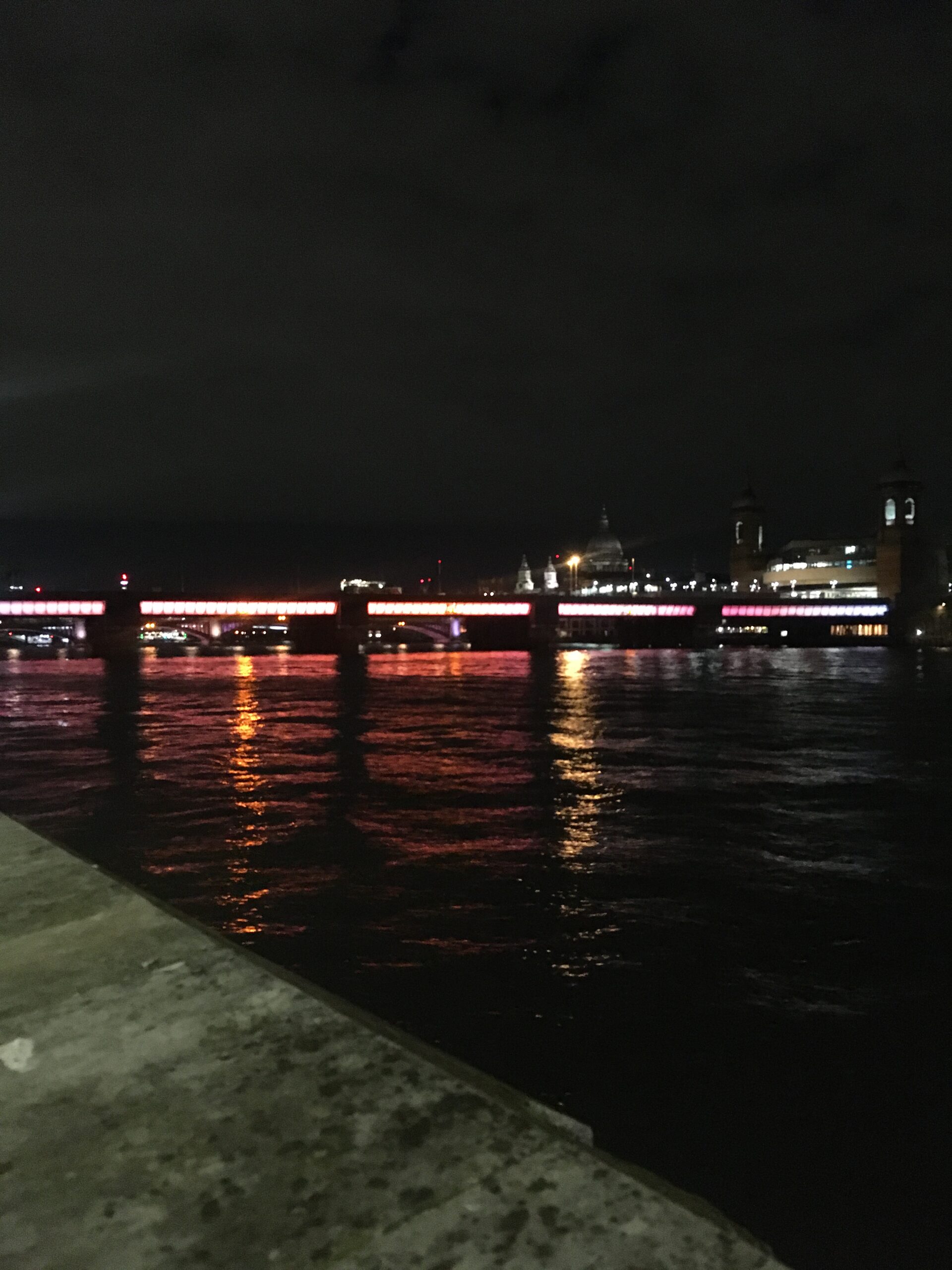 Late night looking at Southwark Bridge.