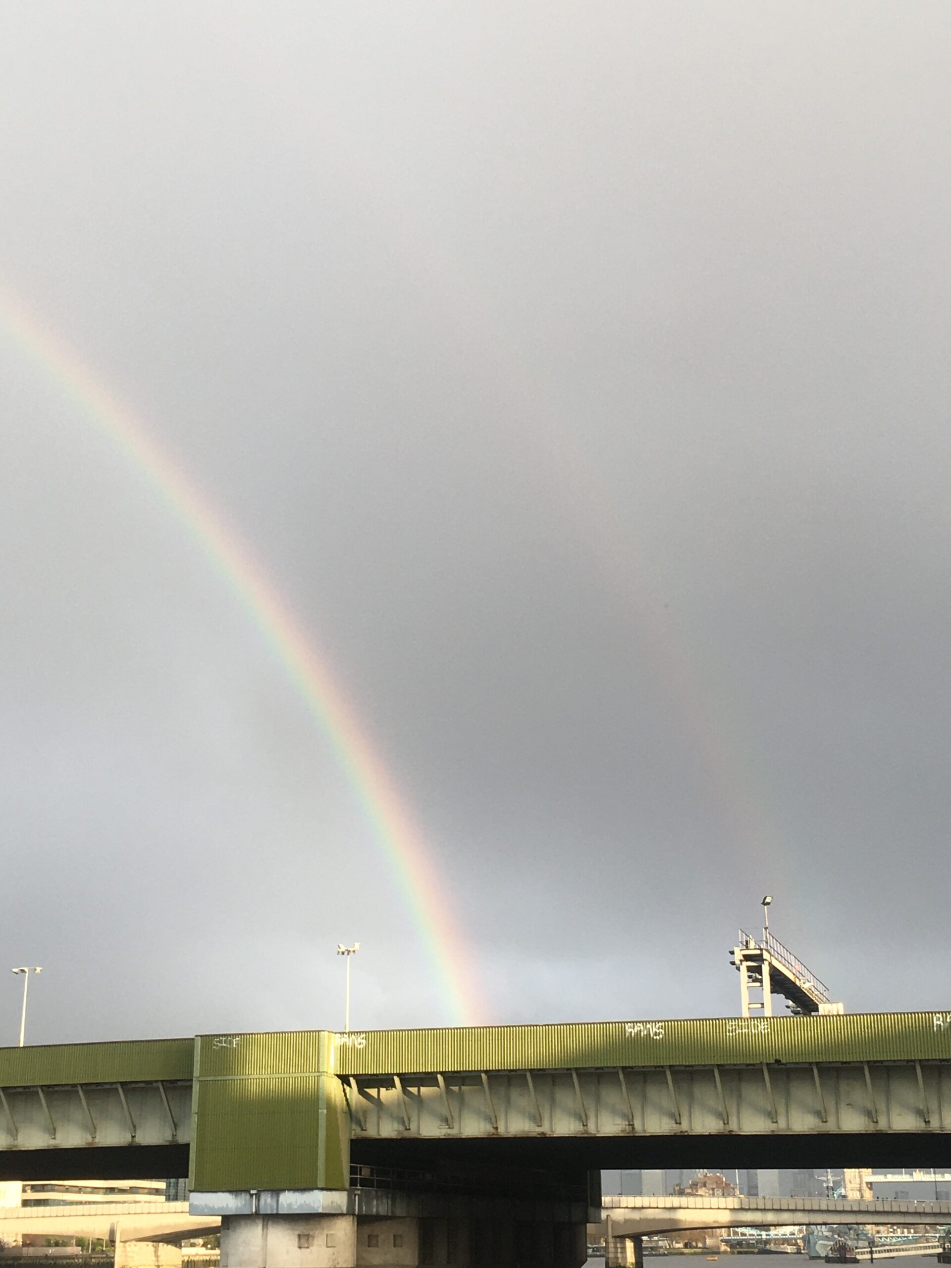 A rainbow over Southwark bridge