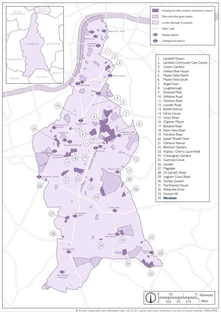 Housing projects in Lambeth between 1965 and 1980